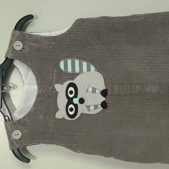 Kelly's Kids Boy's Raccoon Applique Grey Corduroy Jumper Size 18M - Picture 6 of 8